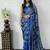 Blue Color Mirror Work Satin Saree