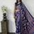 Dark Purple Color Mirror Work Satin Saree