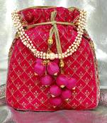 Rani pink potli bag gift for women handmade evening wristlet handbag stylish bridal purse fashion bag