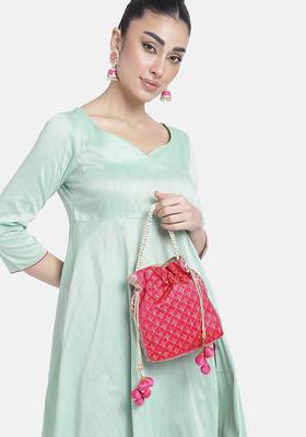 Rani pink potli bag gift for women handmade evening wristlet handbag stylish bridal purse fashion bag 2