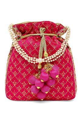 Rani pink potli bag gift for women handmade evening wristlet handbag stylish bridal purse fashion bag 3