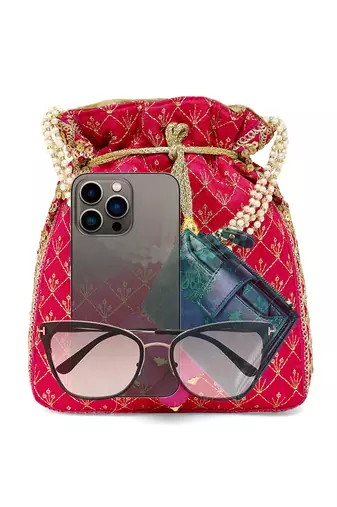 Rani pink potli bag gift for women handmade evening wristlet handbag stylish bridal purse fashion bag
