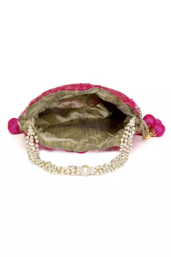 Rani pink potli bag gift for women handmade evening wristlet handbag stylish bridal purse fashion bag