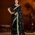 Black satin silk saree with heavy embroidered work