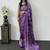 Purple Mirror Work Satin Saree