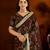 Choclate color satin silk saree with heavy embroidered work