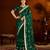 Green color satin silk saree with heavy embroidered work