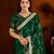 Green color satin silk saree with heavy embroidered work