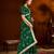 Green color satin silk saree with heavy embroidered work