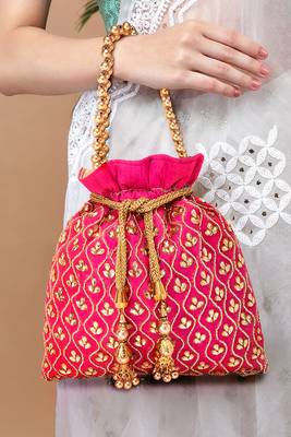 Indian potli bags gift for women evening bag clutch ethnic bride purse with drawstring 2
