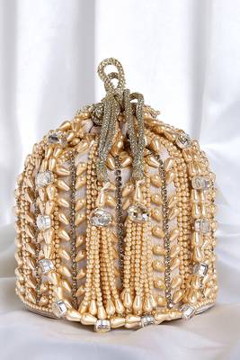 Champagne potli bag gift handmade evening bag stylish wristlet bridal purse fashion gifts for women 1