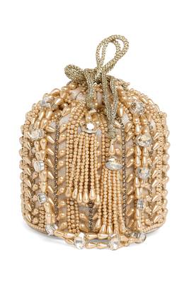 Champagne potli bag gift handmade evening bag stylish wristlet bridal purse fashion gifts for women 3