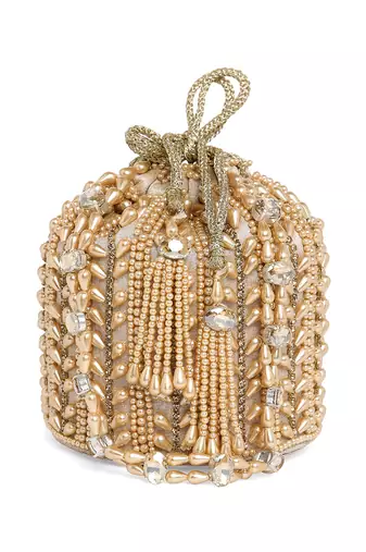 Champagne potli bag gift handmade evening bag stylish wristlet bridal purse fashion gifts for women