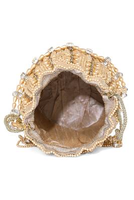 Champagne potli bag gift handmade evening bag stylish wristlet bridal purse fashion gifts for women 4