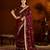 Maroon satin silk saree with heavy embroidered work