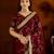 Maroon satin silk saree with heavy embroidered work
