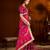 Pink satin silk saree with heavy embroidered work