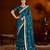 Rama green satin silk saree with heavy embroidered work