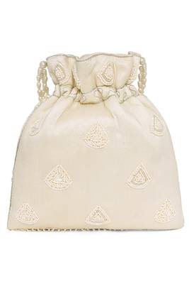 White potli embellished purse for women handmade wristlet handbag fashion bridal bag 4