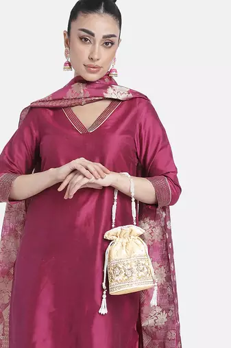 Cream potli bag gift for women handmade evening bag stylish wristlet bridal purse fashion bag