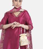 Cream potli bag gift for women handmade evening bag stylish wristlet bridal purse fashion bag
