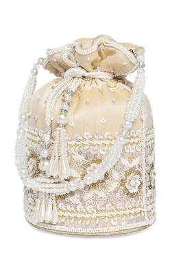 Cream potli bag gift for women handmade evening bag stylish wristlet bridal purse fashion bag 2
