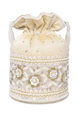 Cream potli bag gift for women handmade evening bag stylish wristlet bridal purse fashion bag 3