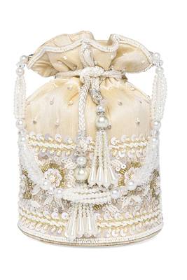 Cream potli bag gift for women handmade evening bag stylish wristlet bridal purse fashion bag 4