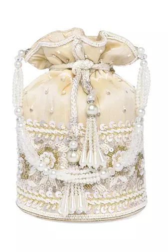 Cream potli bag gift for women handmade evening bag stylish wristlet bridal purse fashion bag