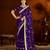 Violet satin silk saree with heavy embroidered work