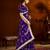 Violet satin silk saree with heavy embroidered work