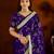 Violet satin silk saree with heavy embroidered work