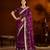 Wine satin silk saree with heavy embroidered work