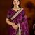 Wine satin silk saree with heavy embroidered work
