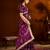 Wine satin silk saree with heavy embroidered work