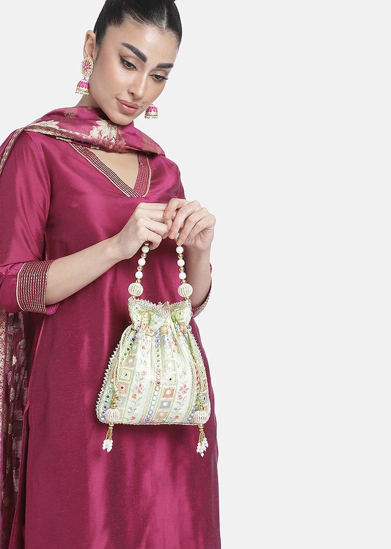 Indian potli bags gift for women evening bag clutch ethnic bride purse with drawstring