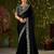 Black rangoli silk embroidered cutwork lace saree for women with designer blouse piece