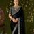 Black rangoli silk embroidered cutwork lace saree for women with designer blouse piece