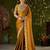 Mustard rangoli silk embroidered cutwork lace saree for women with designer blouse piece