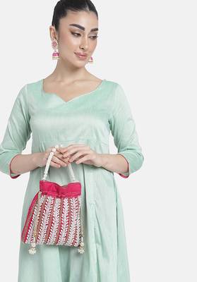 Rani pink potli bags gift for women evening bag clutch ethnic bride purse with drawstring 1
