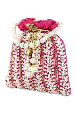 Rani pink potli bags gift for women evening bag clutch ethnic bride purse with drawstring 2