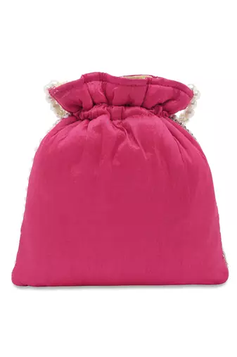 Rani pink potli bags gift for women evening bag clutch ethnic bride purse with drawstring