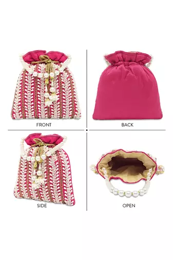 Rani pink potli bags gift for women evening bag clutch ethnic bride purse with drawstring