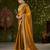 Mustard rangoli silk embroidered cutwork lace saree for women with designer blouse piece