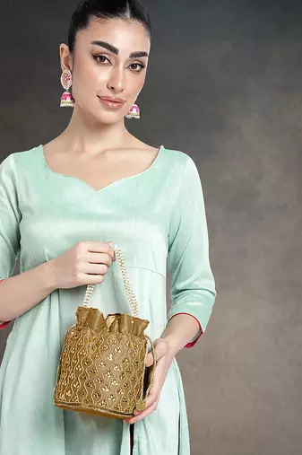 Embroidered potli bag gift for women handmade ethnic purse evening bags stylish bridal fashion clutch bag