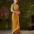 Mustard rangoli silk embroidered cutwork lace saree for women with designer blouse piece