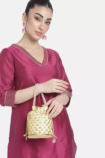 Embroidered potli bag gift for women handmade ethnic purse evening handbags