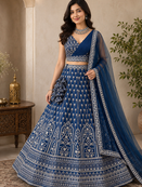 Blue wedding wear lehenga choli for women