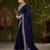 Navy blue rangoli silk embroidered cutwork lace saree for women with designer blouse piece