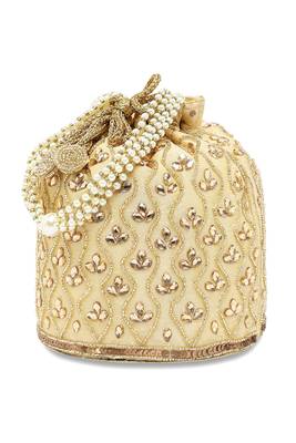 Gold potli bags gift evening bag clutch ethnic bride purse with drawstring for women 1